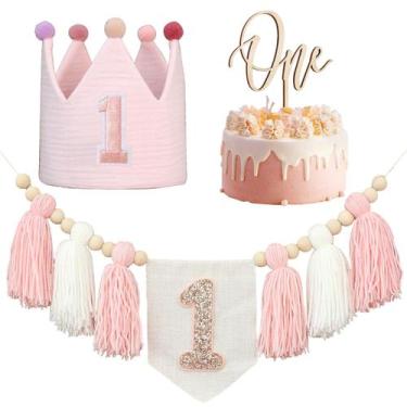 Imagem de Decorações de festa de aniversário JUIIZAY Baby First Pink