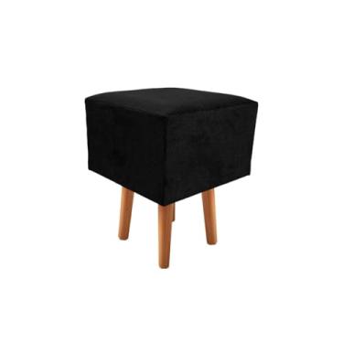 Imagem de Banquetas Quadrada Modelo Pé Removível Tecido de Sued Escrivaninha Puff Banquinho(Pé Rustico Preto)