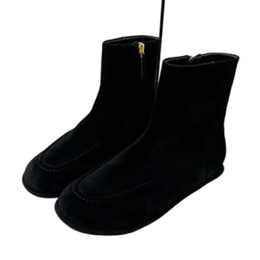 Imagem de Archicolor Botas femininas nórdicas minimalistas de inverno couro genuíno francês vintage bico redondo sapatos femininos sapatos femininos, Camurça, 36