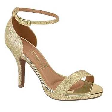 Imagem de Sandália Salto Fino Calcanhar Fechado Mini-Shine Vizzano (40, Dourado)