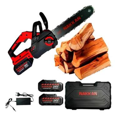 Imagem de Motosserra Elétrica Nakan 24v 3000w 12 Com Baterias Vermelho
