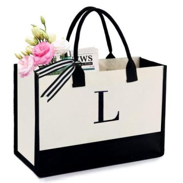 Imagem de Sacola BeeGreen Canvas 43x32x17 cm Monogram Letter L