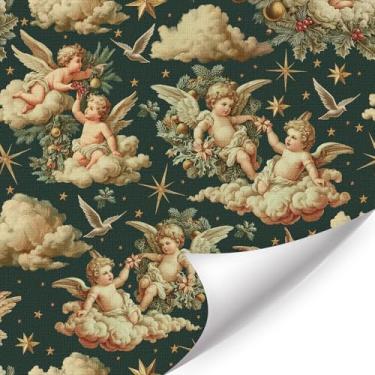 Imagem de LHIUEM Lovely Cupids Peel and Stick Wallpaper Cupid Baby Angel Wings Papel de parede vintage (43 x 38 cm) papel de contato removível de anjo branco kit de acessórios de dia dos namorados para