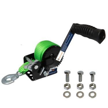 Imagem de Bigorenda Guincho de reboque de barco 362 kg Guincho manual resistente com alça de 4,6 m, catraca bidirecional 2,8: 1 guincho de reboque de engrenagem, guincho de manivela portátil para barco