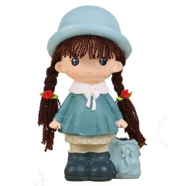 Imagem de Estatueta Coin Bank, cofrinho com porta-canetas, design de garota fofa