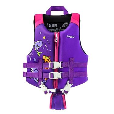 Imagem de GOSEN Colete De Natação Infantil, Boias Para Crianças De 40 A 66 Libras, Meninos E Meninas, Colete De Natação Infantil Com Alça De Segurança Ajustável, Idade 3 A 6 Anos, Mar, Praia, Piscina