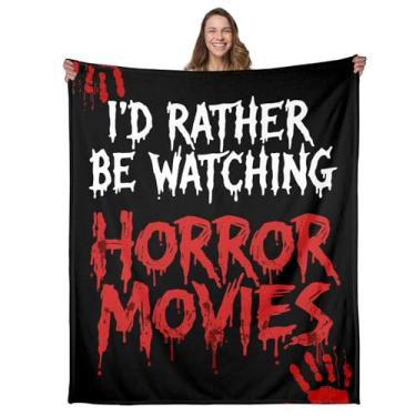 Imagem de Presentes de filmes de terror Natal elefante branco cobertor de filmes assustadores para mulheres e homens cobertor de assistir filmes de terror 127 x 152 cm cobertor de terror presentes para