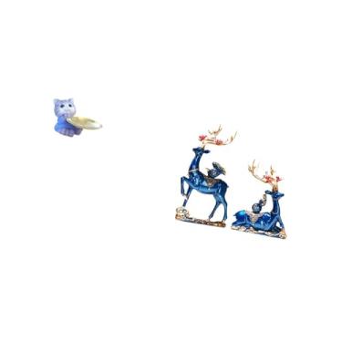 Imagem de Fenteer Estátua de Resina de Rena de Gato Moderna, Bandeja com Escultura para Decoração de Casa, Mesa de Jantar, Armário, Prateleira, Joias, Lanches, Figura D