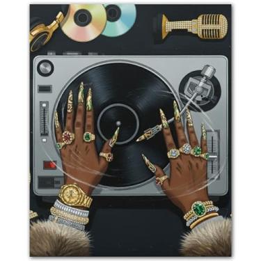 Imagem de Trio artístico de tranças de cultura hip hop - pôster de menina negra - arte de parede para mulheres negras - pinturas de meninas negras para parede - decoração de parede de arte urbana - arte de