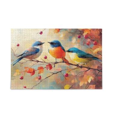 Imagem de WELLDAY Quebra-cabeça pássaros coloridos 1000 peças grande jogo de arte para adultos adolescentes