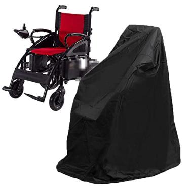 Imagem de YYBOES Capa de cadeira de rodas à prova d'água para viagens, capa de scooter de mobilidade em tecido Oxford 210D, acessórios para cadeira de rodas elétrica com bolsa de armazenamento, protetor contra