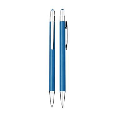 Imagem de KIT 5 Canetas Esferográficas 2 em 1 Executivas – Corpo em Metal Premium – Ponta Touch para Celular/Tablet – Escrita Suave na Cor Azul – Design Leve e Funcional (14cm) (Azul)