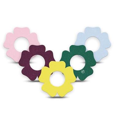 Imagem de ExpressionMed - Adesivos para Libre 2 e Lingo (pacote com 5), capas de sensor CGM em forma de flor, à prova d'água e à prova de suor, pré-corte, não desfia (pacote com cores sólidas), feito nos EUA