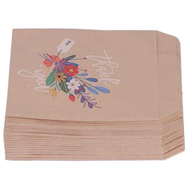 Imagem de Cryfokt Sacos de Presente de Papel Kraft Padrão de Desenho Animado Sacos de Papel Marrom Kraft Multiuso para Festas de Fim de Ano, Estrutura Estável para Lanches Doces Cartões Pequenos Brinquedos para Festas de Aniversário Chá de Panela (48 de Presente) (Estilo buquê)