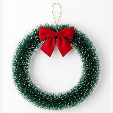 Imagem de Kit Guirlanda Nevada 30cm com Laço - Enfeite de Portas Decoração Sazonal Natalina, Festiva e Acolhedora para Casa, Apartamento e Ambientes Festivos (KIT 3)