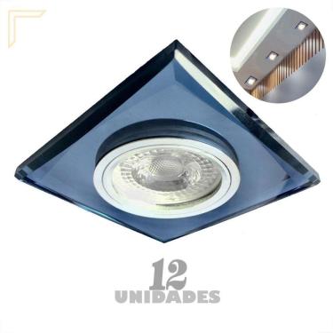 Imagem de Kit 12 Spot Quadrado Embutir Cristal Espelhado Preto Lup17