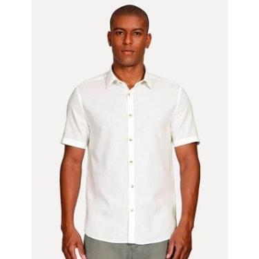 Imagem de Camisa Aramis Masculina Manga Curta Linho Algodão Branca-Masculino