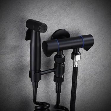 Imagem de Torneira misturadora de bidê de latão preto torneiras de chuveiro de banheiro bidê pulverizador de vaso sanitário bidê lavador de vaso sanitário misturador chuveiro muçulmano Ducha Higienica (Rojo)