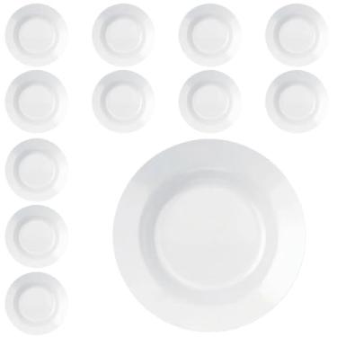 Imagem de Jogo de Pratos de Fundo de Vidro Temperado Branco - Opaline para Sopa, Refeições e Mesa Posta, Opções de 6/12 Peças Resistentes (12 Pratos)