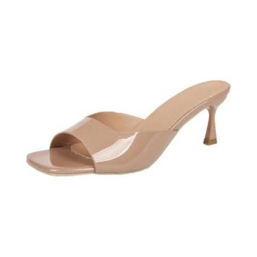 Imagem de Sandálias Pretas De Salto Alto Para Mulheres Moda De Verão Bico Quadra