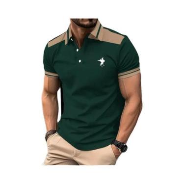 Imagem de Camisa Polo Masculina De Verão Com Estampa Listrada De Cavalo Em 3D, E