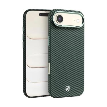 Imagem de Gshield Capa Case Anti-impacto Kevlar em Policarbonato com Textura de Fibra de Carbono e Design Slim Preta (iPhone Air)