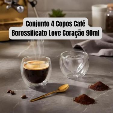 Imagem de Conjunto Kit Jogo 4 Copos Para Café de Vidro Borossilicato com Parede 