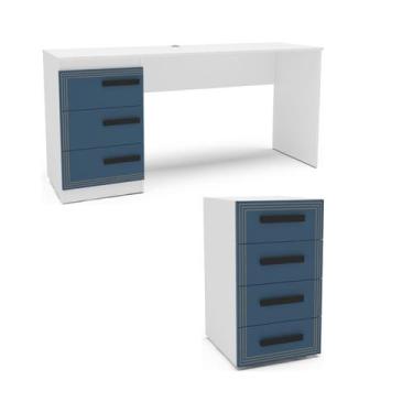 Imagem de Conjunto de Escritório Escrivaninha 163cm e Gaveteiro 40cm Valência Po