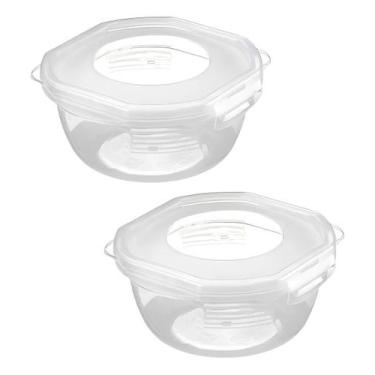 Imagem de Pote Redondo Nitron Plástico Tampa Trava 450ml 2 Unidades