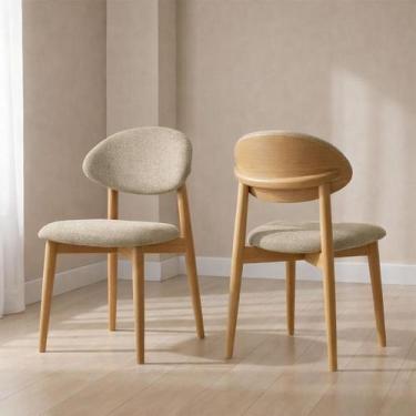 Imagem de Kit 2 Cadeiras Jantar Estofadas Linho ou Veludo Base Madeira - Casa La