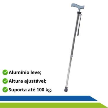 Imagem de Bengala Tipo T em Alumínio com Regulagem de Altura até 100 KG Hidrolig