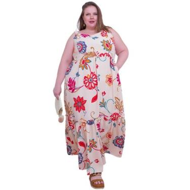 Imagem de Vestido feminino longo de alças largas com elastico todo forrado e bol