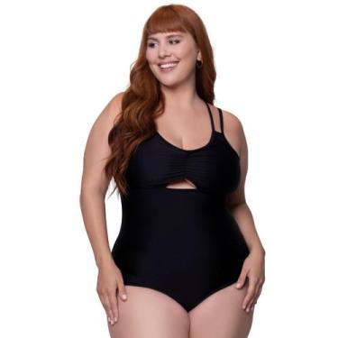 Imagem de Maiô Feminino Sem Bojo Com Costas Trançadas Plus Size Selene, X3, Pret