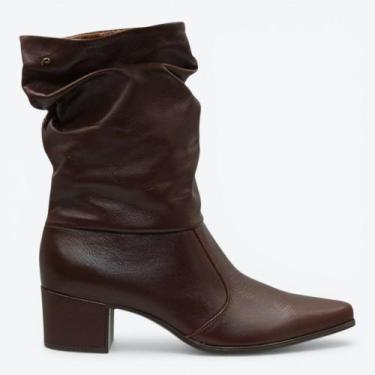 Imagem de Bota Pegada em Couro Feminina 28090101 Cor:MarromTamanho:37, Marrom, 3