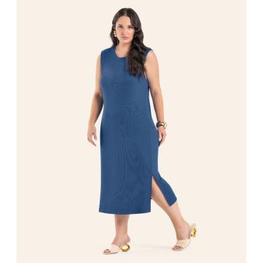 Imagem de Vestido Feminino Midi Plus Size Secret Azul