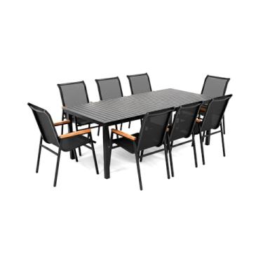 Imagem de Jogo de Mesa Ripada 8 Cadeiras Cactos de Jardim Piscina