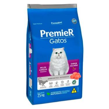 Imagem de Ração Premier Gatos Ambientes Internos Adultos de Pelos Longos Sabor S
