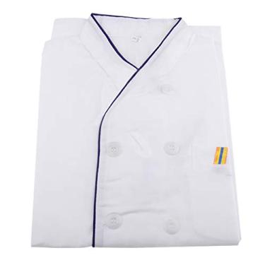 Imagem de F Fityle 5 tamanhos de macacão de cozinheiro roupas de cozinha de chefes de hotel avental jaqueta - G costura azul