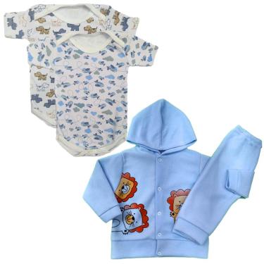 Imagem de Conjunto Para Bebê Menino Menina Soft Com Capuz E Body 4 Pçs