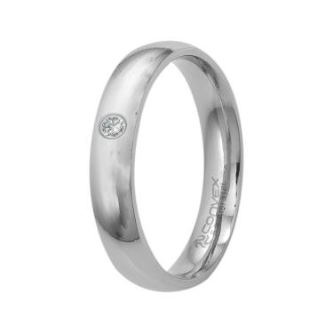 Imagem de Aliança Aço Lille Comfort 5mm com Zircônia