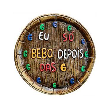 Imagem de Tampa de Barril Artesanal Média em Alto Relevo Decor - Eu só bebo depois das 6