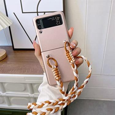 Imagem de Colar tiracolo cordão torcido estojo galvanizado para Samsung Galaxy Z Flip 3 4 5G Z Flip3 Flip4 Zflip4 capa,C,para Z Flip 4