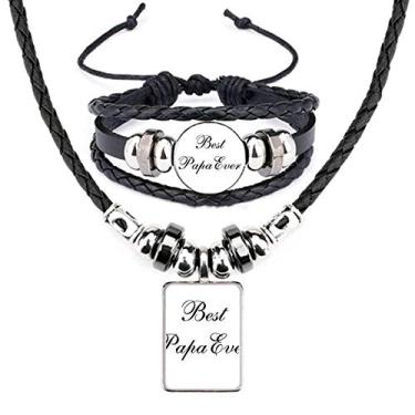 Imagem de Best Papa Ever Citação Art Deco Presente Fashion Colar Pulseira Conjunto de Joias