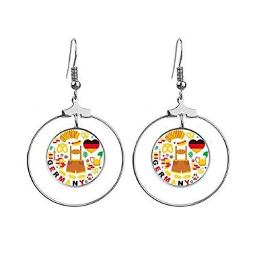 Imagem de Brincos de cultura com bandeira de marco da alfândega da Alemanha com argola pendente, joia circular