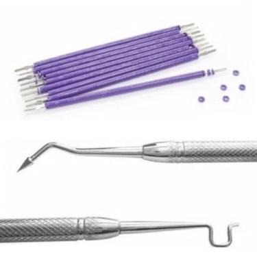 Imagem de Liga Borrachinha Aparelho Ortodôntico Dental 100 Un. (01 Palitinho) + 01 Aplicador (Roxo + Aplicador)