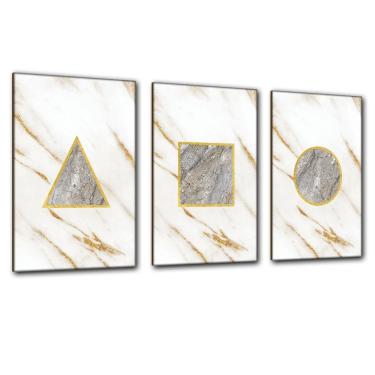 Imagem de Kit Placas Quadros Decorativos 3 Pçs Mdf 20x30 Forma Mármore
