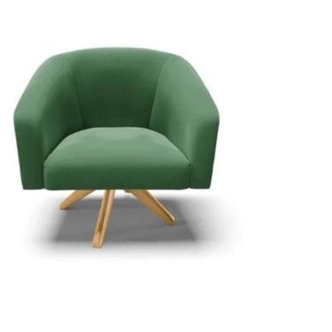 Imagem de Poltrona Decorativa Stella Em Suede Com Base Em Madeira