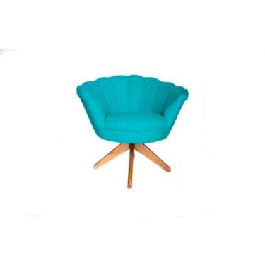Imagem de Poltrona Decorativa Pétala Suede Com Base Giratória Madeira