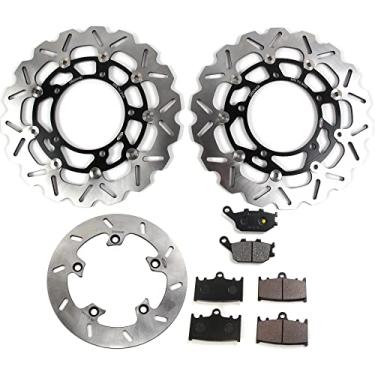 Imagem de Arashi Rotores de disco de freio dianteiro traseiro com pastilhas para Suzuki BANDIT GSF 1250 S ABS 2012-2015, GSX1250FA 2010-2015, GSX650F Non-ABS 2008-2012, acessórios de motocicleta preto