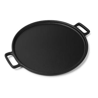 Imagem de Forma de pizza de ferro fundido – Assadeira pré-temperada de 35,5 cm para forno, fogão, grelha ou fogueiras